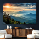 Sunrise Over Mountain Range Wall Art Canvas Print, Farmhouse