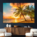 Tropical Sunset Beach Canvas Wall Art Print – Vibrant Palm by MyGreatCanvas | Canvas Wall Art Prints | Photo Prints & Wall Decor