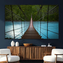 Suspension Bridge Over River Canvas Art | 3-Panel Nature by MyGreatCanvas | Canvas Wall Art Prints | Photo Prints & Wall Decor