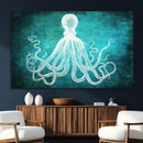 Green Octopus Abstract Wall Art Canvas Print