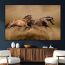 Large Wall Art Canvas Print – Two Running Brown Horses