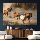 Large Wall Art 5 Horses Running on Sand Canvas Print