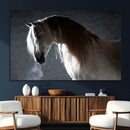Large Wall Art Cream Colored Horse on Grey Background Canvas