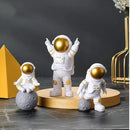 4 Pcs Gold White Astronaut Statues Set, Spaceman Sculpture Figurines Home Ornament Cake Toppers Gift by CozyNest Decor