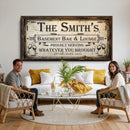 Custom Family Patio Sign Wall Art Canvas Print, Personalized Rustic Bar Decor, Western Farmhouse Patio Wall Decor by MyGreatCanvas | Canvas Wall Art Prints | Photo Prints & Wall Decor