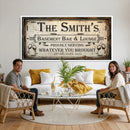 Custom Family Patio Sign Wall Art Canvas Print, Personalized Rustic Bar Decor, Western Farmhouse Patio Wall Decor by MyGreatCanvas | Canvas Wall Art Prints | Photo Prints & Wall Decor