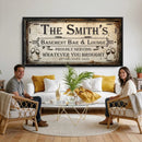 Custom Family Patio Sign Wall Art Canvas Print, Personalized Rustic Bar Decor, Western Farmhouse Patio Wall Decor by MyGreatCanvas | Canvas Wall Art Prints | Photo Prints & Wall Decor