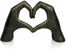 Top Brass Large Rustic Heart Hands Sculpture, 9 3/4” Resin Love Statue – Romantic Decor Accent for Shelf or Mantel – Perfect for Wedding, Valentine's Day or Anniversary (Rustic Cast Iron) by CozyNest Decor