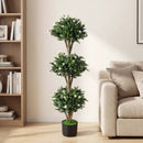 51" Artificial Triple Ball Boxwood Topiary Tree with 59 Blossoms by LJGDeals