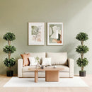 51" Artificial Triple Ball Boxwood Topiary Tree with 59 Blossoms by LJGDeals