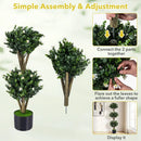 51" Artificial Triple Ball Boxwood Topiary Tree with 59 Blossoms by LJGDeals