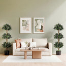 51" Artificial Triple Ball Boxwood Topiary Tree with 59 Blossoms by LJGDeals