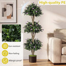 51" Artificial Triple Ball Boxwood Topiary Tree with 59 Blossoms by LJGDeals