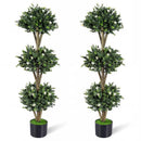 51" Artificial Triple Ball Boxwood Topiary Tree with 59 Blossoms Set of 2 by DirectDeals