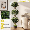51" Artificial Triple Ball Boxwood Topiary Tree with 59 Blossoms Set of 2 by LJGDeals