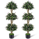 51" Artificial Triple Ball Boxwood Topiary Tree with 59 Blossoms Set of 2 by DirectDeals