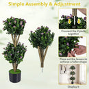 51" Artificial Triple Ball Boxwood Topiary Tree with 59 Blossoms Set of 2 by LJGDeals