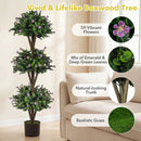51" Artificial Triple Ball Boxwood Topiary Tree with 59 Blossoms Set of 2 by DirectDeals