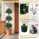 51" Artificial Triple Ball Boxwood Topiary Tree with 59 Blossoms Set of 2 by LJGDeals