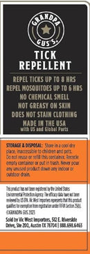 Grandpa Gus's Natural Tick Repellent Spray with Essential Oils - for Humans, DEET-Free, Up to 8 Hours of Protection, Camper Essentials, Safe Around Kids and Dogs, 4 oz (Pack of 2) by TinyTreasures Baby Boutique