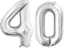 GOER Number 40 Balloons for 40th Birthday Party Decorations,42 Inch Jumbo Foil Helium Balloons for 40th Anniversary (Silver) by TinyTreasures Baby Boutique