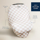 Itzy Ritzy 4-in-1 Nursing Cover, Car Seat Cover, Shopping Cart Cover & Infinity Scarf – Breathable, Multi-Use Nursing Cover Up for Breastfeeding, Carseat Canopy & Stroller Cover (Checkerboard) by TinyTreasures Baby Boutique