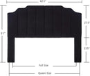 24KF Black Teddy Fabric Tufted for Queen Upholstered Headboard, Modern Vertical Channel Design Full Headboard with Stepped Silhouette Top Edge, 6026-Q-Teddy Black by CozyNest Decor