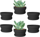 vensovo 3.7 Inch Black Terracotta Shallow Succulent Pots - 6 Pack Terra Cotta Clay Pot with Saucer, Cacuts Indoor and Outdoor Planters with Drainage Hole by GreenHaven Gardens