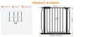 Narrow Baby Gates for Stairs Doorways Auto Close Tension Black Metal Child Pet Safety Gates with Pressure Mount 29-34 Inch Wide by TinyTreasures Baby Boutique