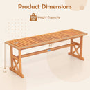 51 Inches Outdoor Acacia Wood Bench with Slatted Seat and 800 lbs Weight Capacity by LJGDeals