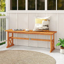 51 Inches Outdoor Acacia Wood Bench with Slatted Seat and 800 lbs Weight Capacity by LJGDeals