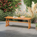 51 Inches Outdoor Acacia Wood Bench with Slatted Seat and 800 lbs Weight Capacity by LJGDeals