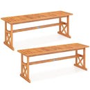 51 Inches Outdoor Acacia Wood Bench with Slatted Seat and 800 lbs Weight Capacity by LJGDeals