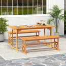 51 Inches Outdoor Acacia Wood Bench with Slatted Seat and 800 lbs Weight Capacity by LJGDeals