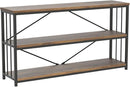 LVB Industrial Console Entryway Table, Metal Wood Rustic Sofa Table with Storage, Farmhouse 3 Tier Shelf Long Hallway Foyer Entry Tables Behind Couch for Home Living Room Entryway, Rustic Brown, 55 In