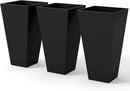 Outsunny Tall Planters for Outdoor Plants Set of 3, 28 in Taper Planters with Drainage Holes, Indoor Grande Plant Pots, Front Porch Decor (Black) by CozyNest Decor