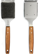 BBQ-AID Bristle Free Grill Brush and Scraper for Barbecue - Extended Large Wooden Handle With Replaceable Head - No Scratch BBQ Cleaning Accessories for Outdoor Grills by GreenHaven Gardens