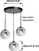 KCO Lighting 3 Pendant Light Fixtures Ceiling Hanging Large Glass Cluster Chandelier Nordic Mercury Glass Pendant Light Modern Cluster Pendant Light Fixture by CozyNest Decor