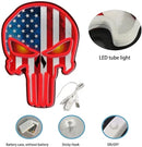 American Flag Skull Neon Sign – LED Wall Light for Game Room, Bar, Man Cave, Bedroom – USB or Battery Powered Acrylic Skull Decor for Halloween, Party, Retro Gaming Room by CozyNest Decor