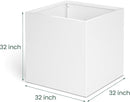 White Steel Planter Square Outdoor Planters Galvanized Steel Planter Box Indoor Metal Large Planters Cube Heavy Duty Flower Pot 32 Inch Modern Commercial Residential for Trees Patio Deck Yard Garden by GreenHaven Gardens