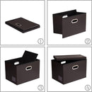 PRANDOM Large Foldable Storage Bins with Lids [3-Pack] Leather Fabric Collapsible Storage Boxes Organizer Containers Baskets Cube with Cover for Home Bedroom Closet Office Brown(17.7x11.8x11.8) by TinyTreasures Baby Boutique