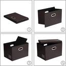 PRANDOM Large Collapsible Storage Bin with Lid [1-Pack] Leather Fabric Foldable Storage Box Organizer Containes Basket Cube with Cover for Home Bedroom Closet Office Nursery Brown (17.7x11.8x11.8) by CozyNest Decor