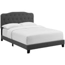 CasaFoyer Amelia King Bed | Luxurious Upholstered Fabric | Button-Tufted Headboard | Solid Wood Construction | Non-Marking Legs | Supports Various Mattress Types | Elegant and Sturdy | Gray