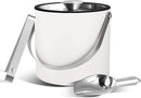 Insulated Ice Bucket with Silicone Lid, Scoop, Tongs & Strainer, 3L Stainless Steel Double Wall Ice Buckets for Parties & Cocktail Bar, Champagne Ice Bucket with Lid for Freezer, Ivory by CozyNest Decor