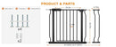 Extra Wide Baby Gate Extra Wide Extra Tall Dog Gates for Stairs Doorways Black Metal Tension Indoor Safety Gates with Pressure Mount 34-38.5 Inch Wide by TinyTreasures Baby Boutique