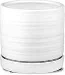 6 Inch Plant Pots, Ceramic Planter Pot with Drainage Hole & Saucer, Indoor/Outdoor Cylinder Round Planter Pot, Matte White by CozyNest Decor