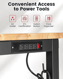 Work Bench for Garage 48 x 20 Inch Adjustable Height Rubberwood Tabletop Work Table with Pegboard, Power Outlets Garage Workbench for Woodworking Shop, Home, Office, Electronic Cutting Wood by GreenHaven Gardens