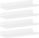 Lifewit Floating Shelves for Wall, 4 Pack White Acrylic Shelf 15" Room Decor for Bookcase/Vinyl Record Display/Photo/Picture in Bedroom, Living Room, Bathroom, Kitchen Storage and Organization by TinyTreasures Baby Boutique