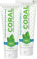 Coral White Nano Silver Mint Toothpaste, Natural Fluoride Free Teeth Whitening Toothpaste, Coral Calcium Nano Silver Infused SLS, Glycierin Free 4 Ounce (2 Pack) by CozyNest Decor