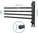 Black Towel Rack JSVER Swivel Towel Rack Wall Mounted, SUS304 Stainless Steel Towel Bar, 4 Arms Space Saving Towel Holder, Towel Racks for Bathroom by CozyNest Decor